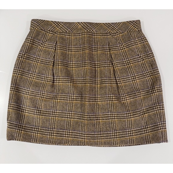 J. Crew Women's Tan/Brown 100% Wool Plaid Mini Skirt Size 12 - Picture 4 of 8